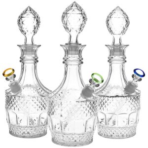Vintage Decanter Style Glass Water Pipe w/ Cap - 8.5" / Liquor